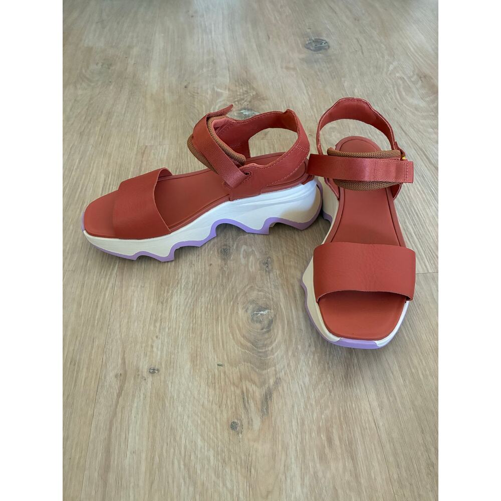 Women's SOREL Kinetic™ Impact Y-Strap Wedge Sandals Size 8 Red Tuscan